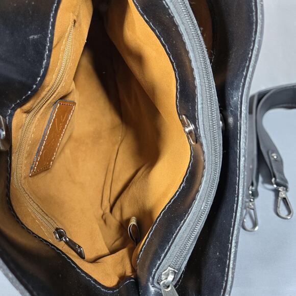 Patricia Nash Leather Crossbody Bag Floral Newspaper Print Buckle Front Zip - Picture 12 of 13